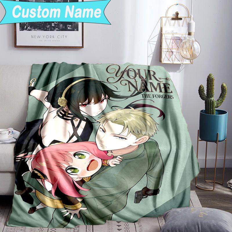 Custom Name Blanket Fantasy Battle Anya Blanket Bedding Blanket for Travel, Camping, Living Rooms, Offices, Sofas, Fan Christmas Gift