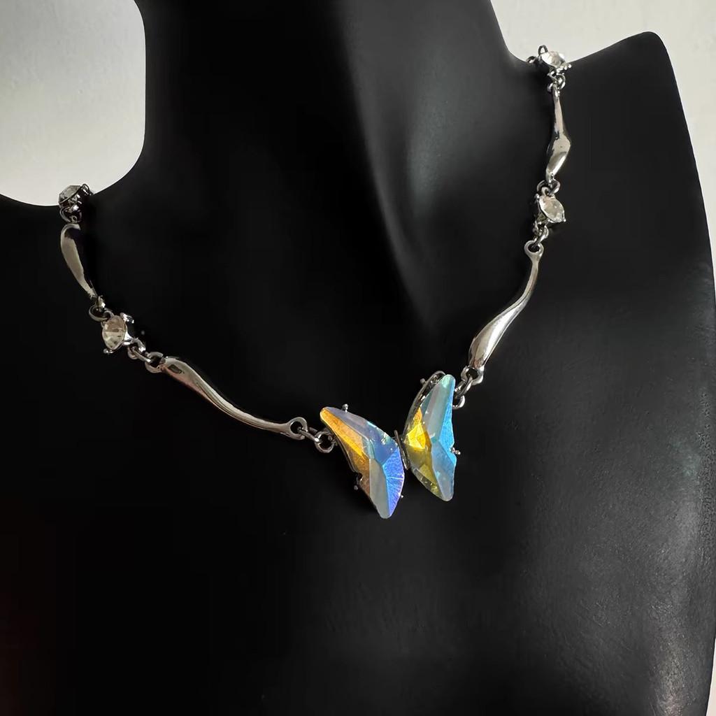 Butterfly Pendant Necklace For Women Men Titanium Alloy Choker Summer