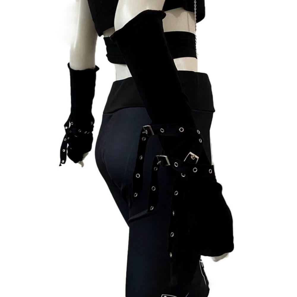 Cool Black Sun-protective Sleeve Half-fingered Anime Gloves  Cosplay Clothing Accessories