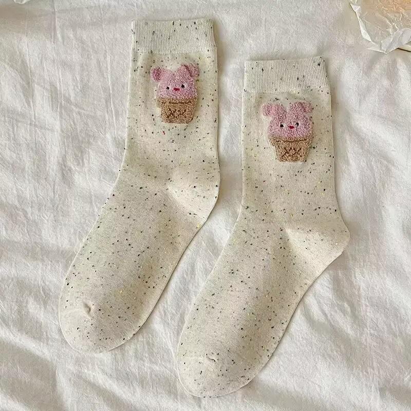 Socks Sweet Socks Dopamine Socks Girl Style School Style Colorful Cartoon Cute and Versatile Polka Dot Yarn Mid-calf Socks for Girls