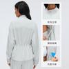 New drawstring waist stand-up collar jacket top casual loose versatile yoga fitness sports jacket