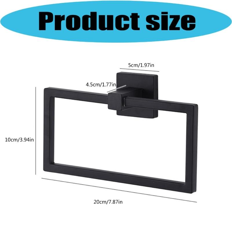 Square Towel Holder Wall Mounted Hand Towel Rings Bathroom Storage Hanging Rack Rustproof Hardware Easy to Install
