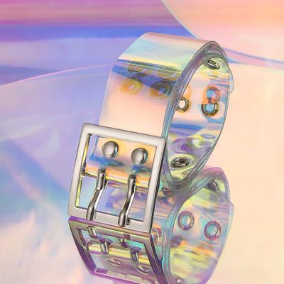New Double Exhaust Eyes Transparent Fantasy Color PVC Double Needle Summer Fashion Women's Domestic Sales Young Belt