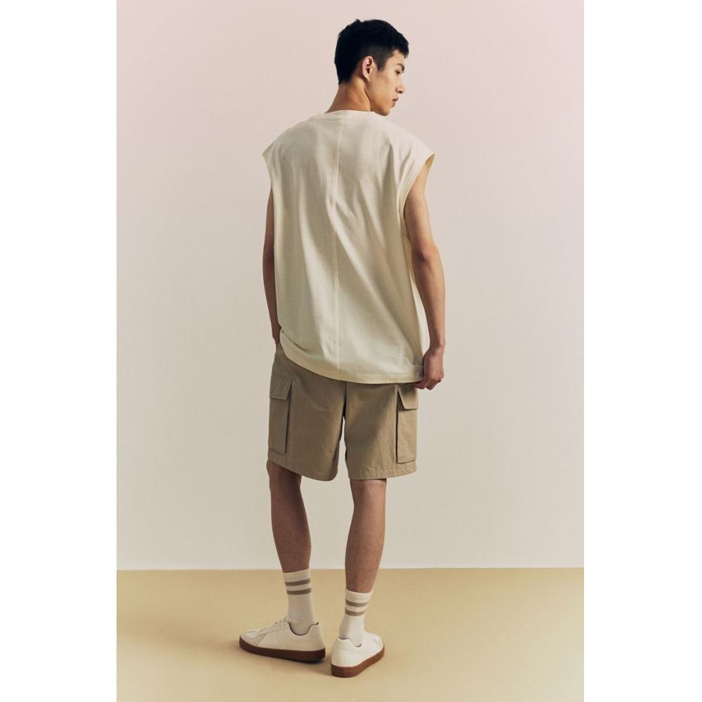 H M Loose Fit Sleeveless Top creaM