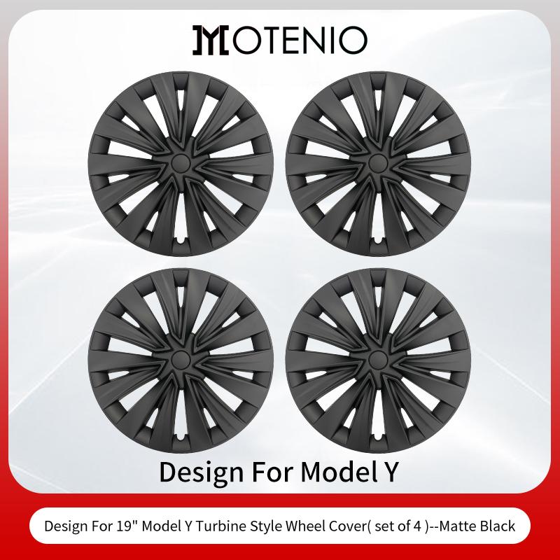 AMV1 4PCS for Model Y 2020-2024 4PCS 19 Inch New Turbine Style Matte Black Hubcap Cover Hub Cap Replacement Wheel Cap for Tesla
