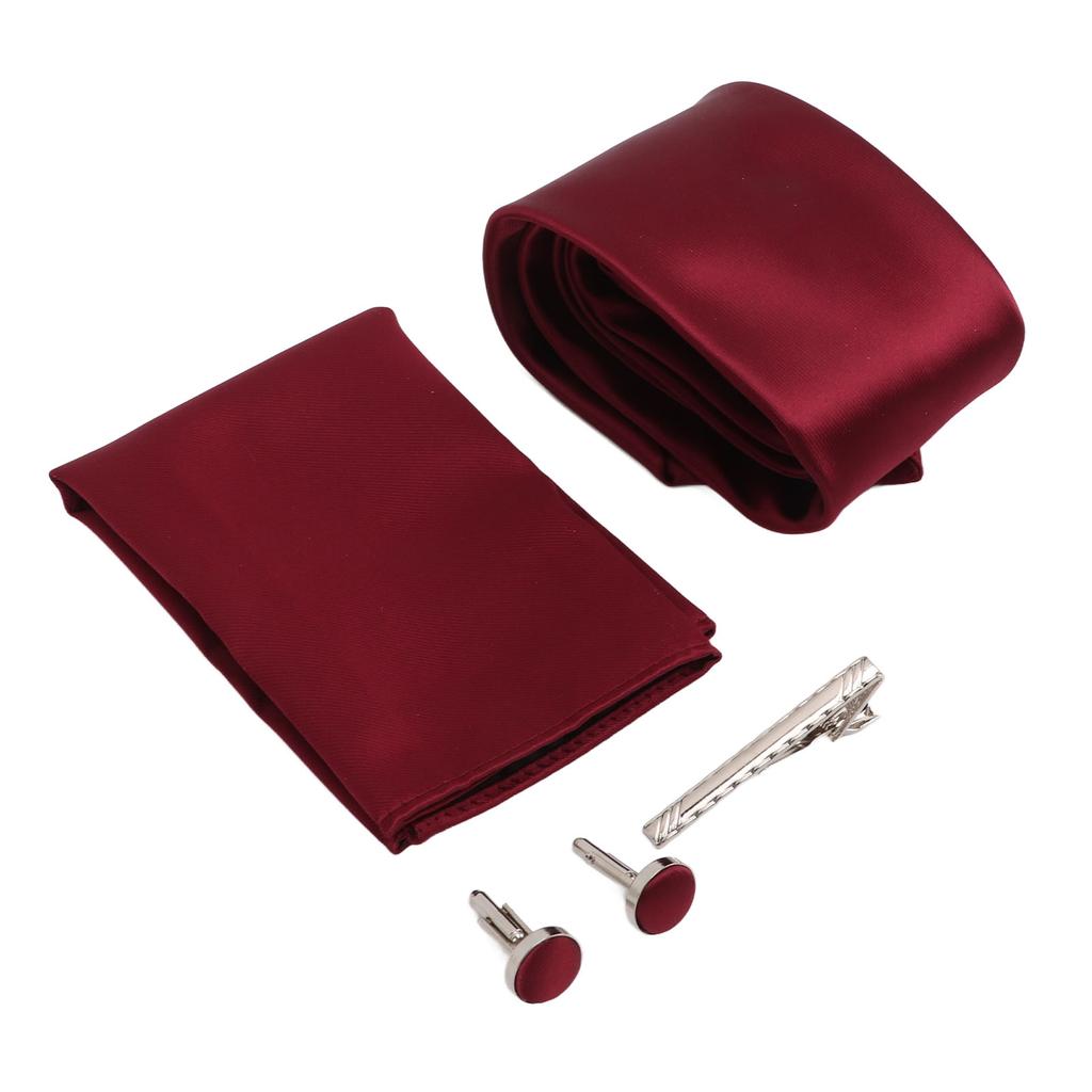 Mens Tie Set with Handkerchief Tie Clip Cufflinks Classic Design Business Leisure Style Delicate