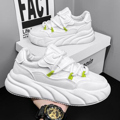 Herrenschuhe Frühling neu vielseitige lässige Board-Schuhe Sport Plateau Brotschuhe erhöhend Dad-Schuhe trendige kleine weiße Schuhe