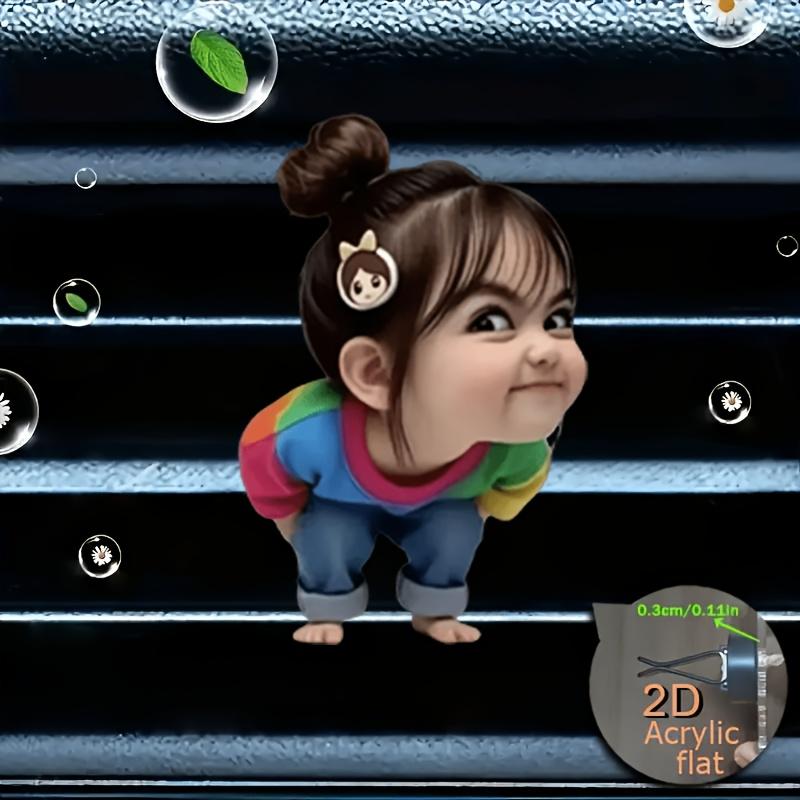 2D Flat Funny Girl Car Vent Clip Decorative Diffuser (fragrance Not Included), Car Interior Decoration, Aromatherapy Clip, Ideal for Holiday Gifts