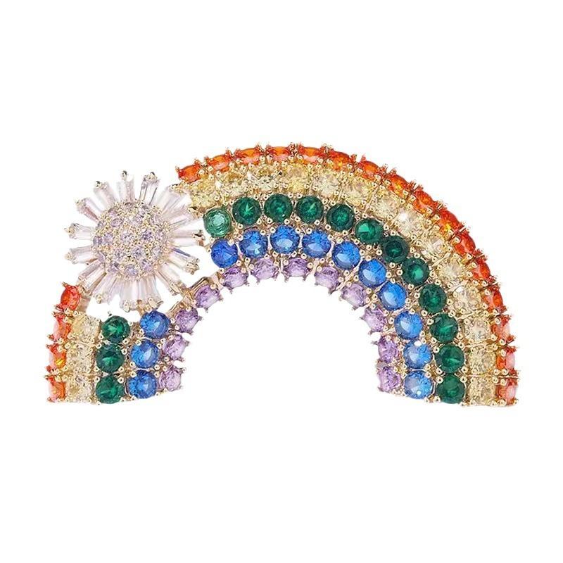Korean Crystal Rainbow Brooch, A Unique and Stylish Cardigan Pin with A Niche Design Sense, and A Brooch Accessory