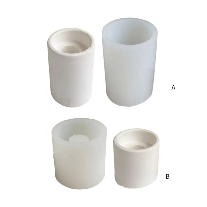DIY Cylindrical Candlestick Mould Non Stick Candle Holder Gypsum Mold Long/Short Candlesticks Silicone Mold Home Decors