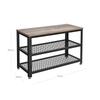 VASAGLE Shoe Bench, Shoe Rack with 2 Shelves, Shoe Organiser, 73 X 30 X 45 Cm, Entryway Living Room Hallway, Steel Structure, Industrial Style