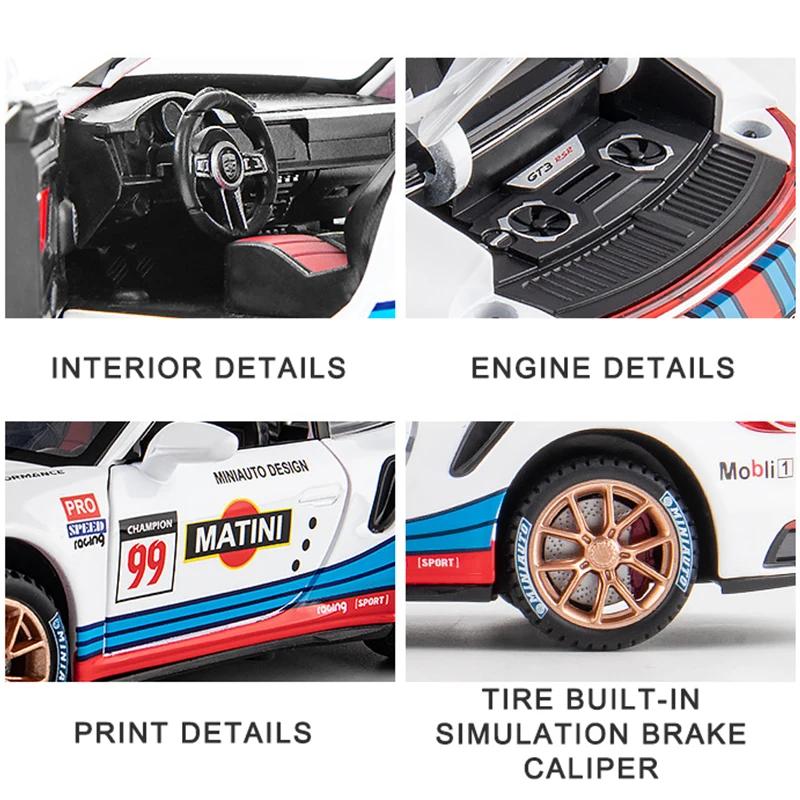 Pdbn6 1/24 Porsche 911 GT3 RSR Sports Car Alloy Pull Back Model Car Simulation Children's Diecast Toy Car Boy Toys Garage Kit