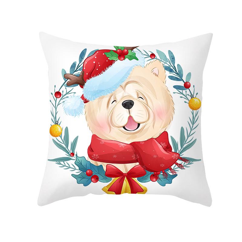 Cartoon Watercolor Christmas Pillow Cover Printed Cute Christmas Snowman Sofa Cushion Pillow Cover Home