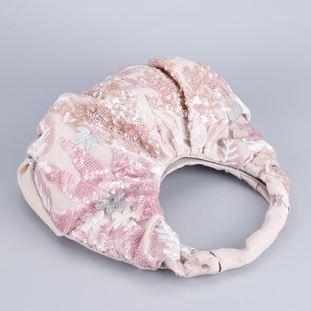 Fashion Sequins Embroidery Women Handbags Ruched Hobos Small Tote Bag Sweet Cute Flower Beach Bags Shiny Summer Bag 2025