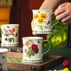 Pastoral Ceramic Coffee Cup Hand Painted Floral Teacup Creative High Temperature Resistant Household Office Breakfast Milk Cup