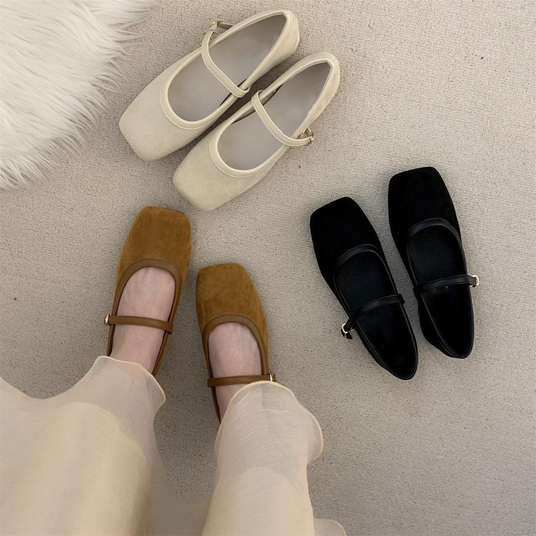 

Mary Jane shoes women s retro suede black low-heeled shoes light mouth thick-heeled single shoes 35 чорний