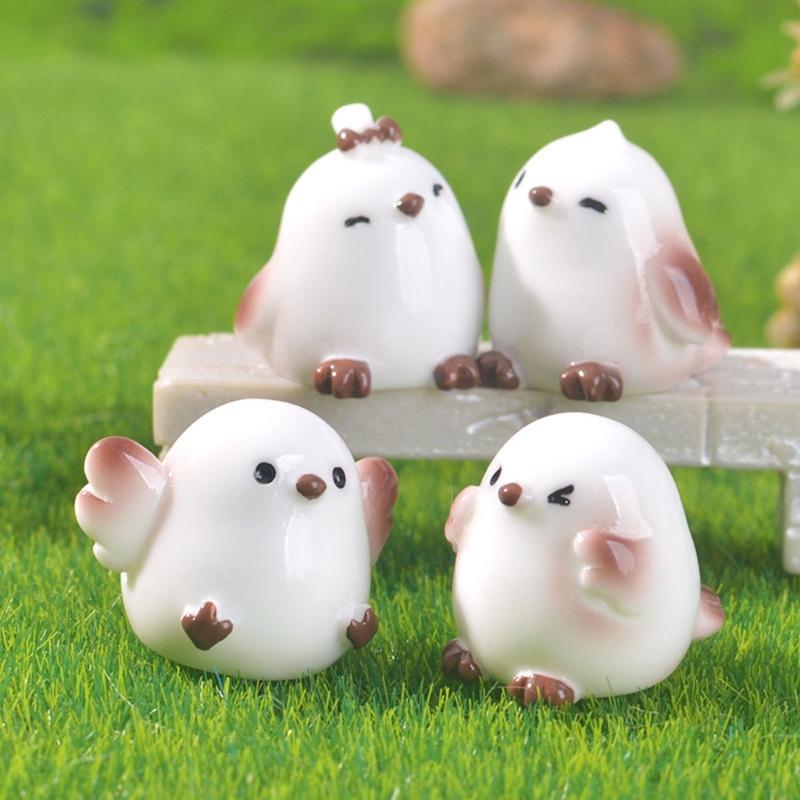 6Pcs Cute Handcrafted Tit Bird Figurine Resin Miniature Animal Ornaments For Desktop Shelf Decoration In Homes Or Office