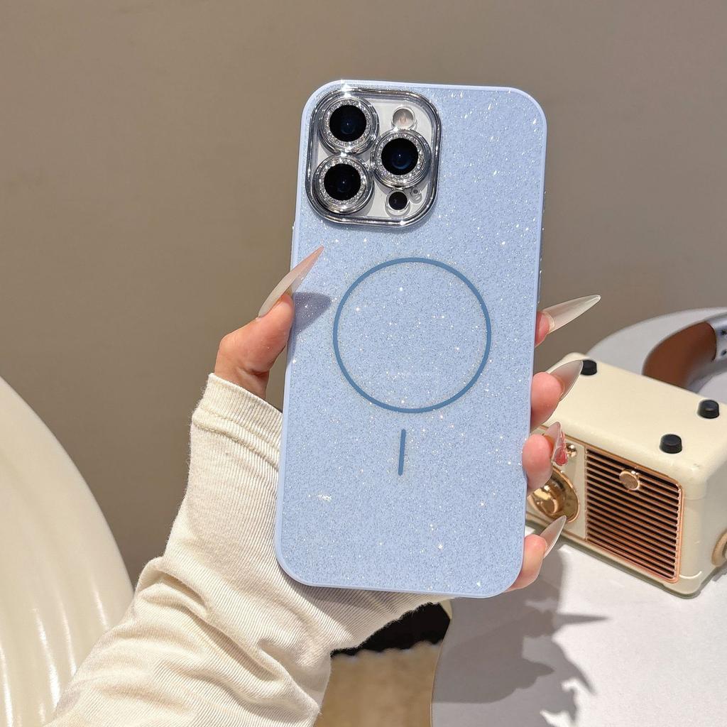 Glitter Powder Thin Circle Magnetic Suction Case Suitable for Apple 16e Mobile Phone Case IPhone 15 Anti Fall and Scratch Proof All Inclusive Soft