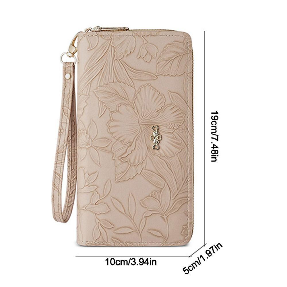 New Double Zipper Long Womens Wallet Large Capacity Multifunctional Clutch Bag Embossed Card Holder Purses Card Holder