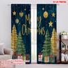 2pcs,2D Plane Printing Pattern Curtains Christmas Pine Trees Polyester Easy Install (without Rod) Versatile All Perfect for