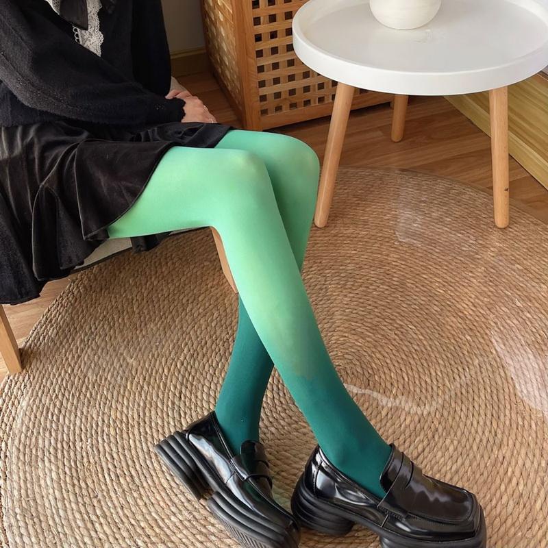 

Spring Autumn Gradient color Stockings Women Velvet Tights Seamless Anime Contrasting Mixed colors Pantyhose Lolita Girls Medias 80D