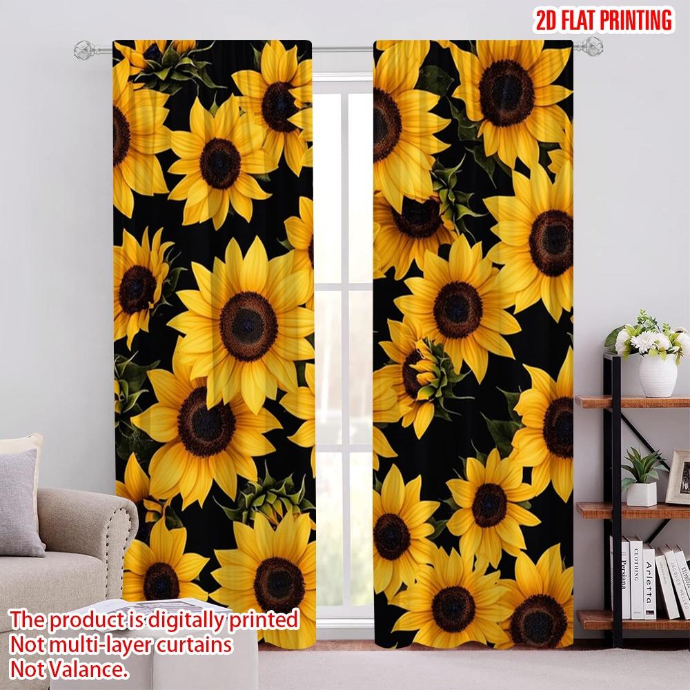 

2D flat printing 2pcs Curtains sunflower Protecting Privacy Family Party Decoration for Home Decor 52.50 × 116.00 cm 2 pcs