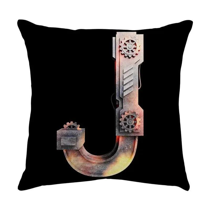 Luxury Home Decor Pillow Cover Car Living Room Sofa Cushion Cover Mechanical Style Letter Pattern Cushion Cover