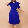 Women's Clothing Autumn New Fashion Temperament Elegant Solid Color Swing Dress Ruffle African Dress