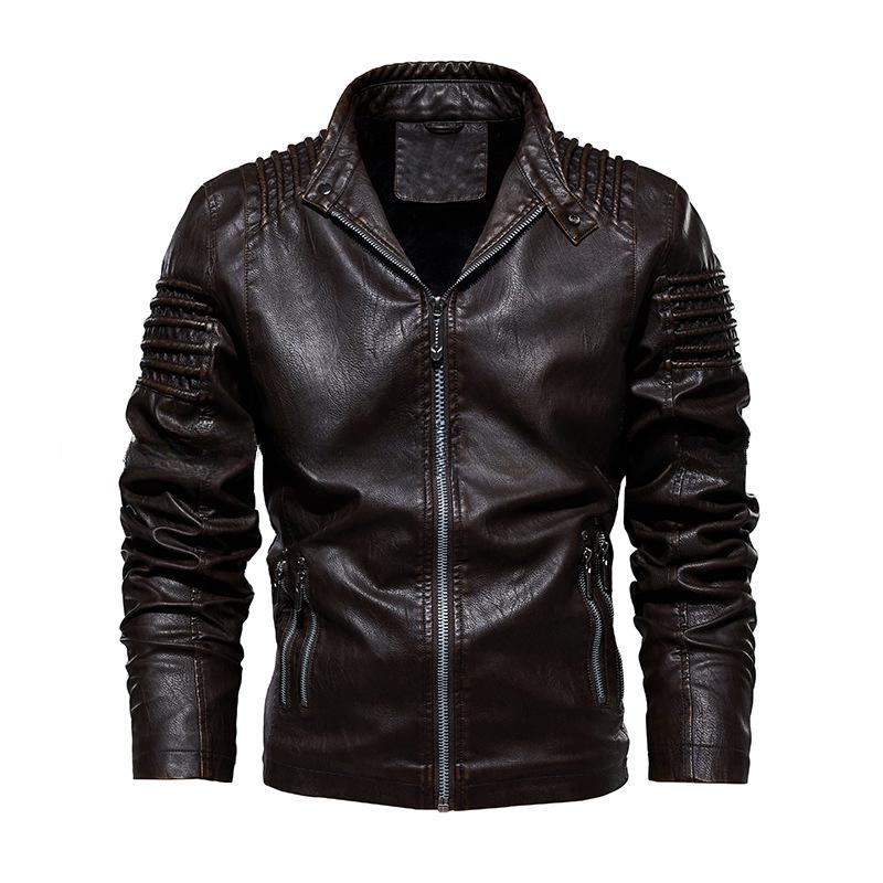 New Men's Leather Jacket Men's PU Washed Leather Jacket Large Size Leather Jacket
