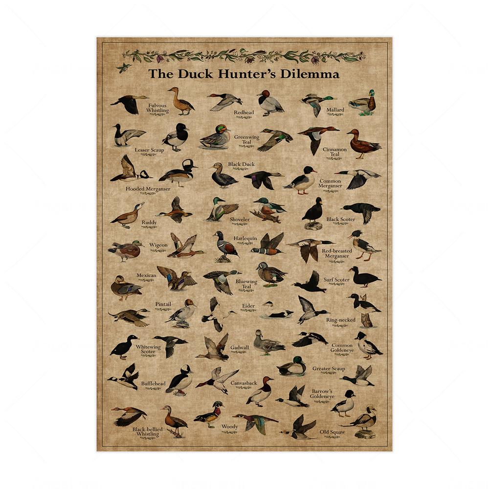 

Винтажный плакат с изображением животных на ферме Дилемма охотника на уток Настенная живопись на холсте Ретро-картина с изображением животных Украшение для дома 40x50cm No Framed