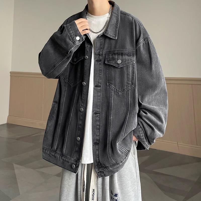 Mud Yellow Denim Jacket for Boys In Spring and Autumn New Trendy Street Loose American Casual Jacket