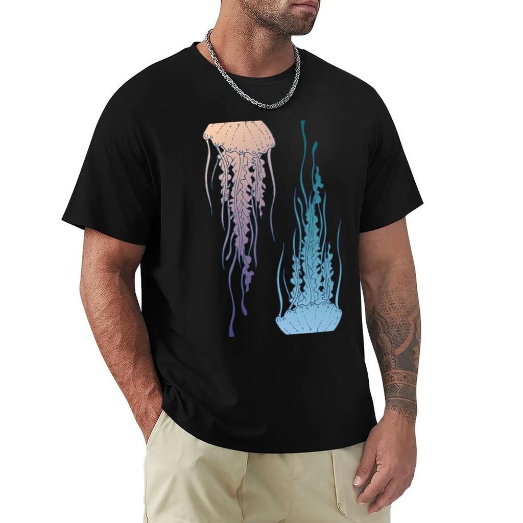 Jellyfish, Hand Draw T-Shirt Summer Clothes Basketball Graphic Tees Mens Designer T Shirt
