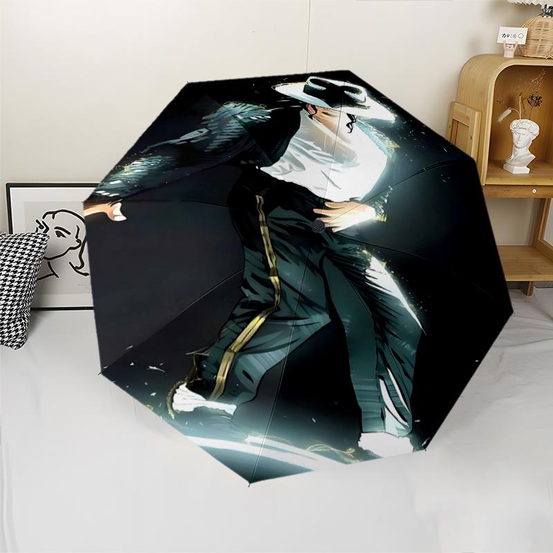 Parapluie Automatique Impression Michael Jackson, Armature en Fer à 8 Baleines, Poignée en Plastique, Convient pour les Voyages en Plein Air et le Quotidien, Cadeau Idéal