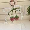 DIY Strawberry Bow Keychain Pearl Bowknot Mobile Phone Pendant  Women Bag Charm