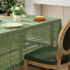 Checkered Pattern Hollowed Out Tablecloth Dust-Resistant Lace Tablecloth Table Cover Cloth  Wedding