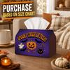 1pc Retro Comic Fest Tissue Box - Jack-O Lantern Typography Black Cat Napkin Storage Box, Fits Rolls, Facial Tissues and Single Sheets, for Spooky Hal