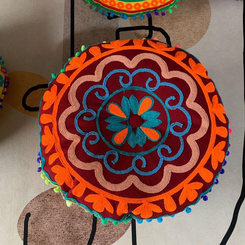 Bohemian Moroccan Cushion Ethnic Embroidery Futon Meditation Cushion Ottoman Bay Window Mat With Core Home Decor Floor Seat Pouf