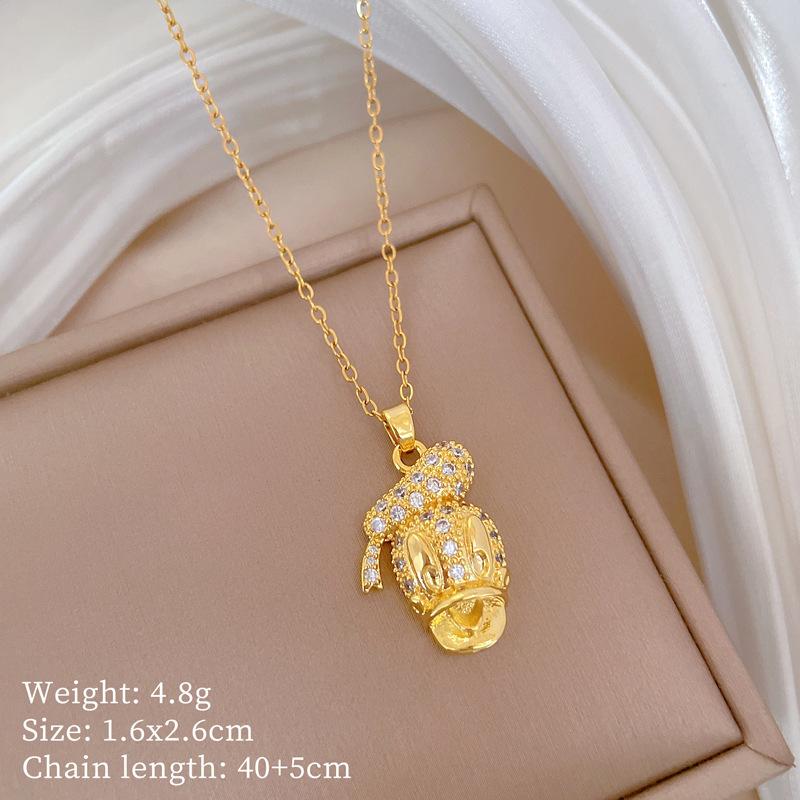 Mickey Head Heavy Industry Necklace Women'S Copper Micro-Inlaid Real Gold Electroplating Delicate Clavicle Chain Neck Chain
