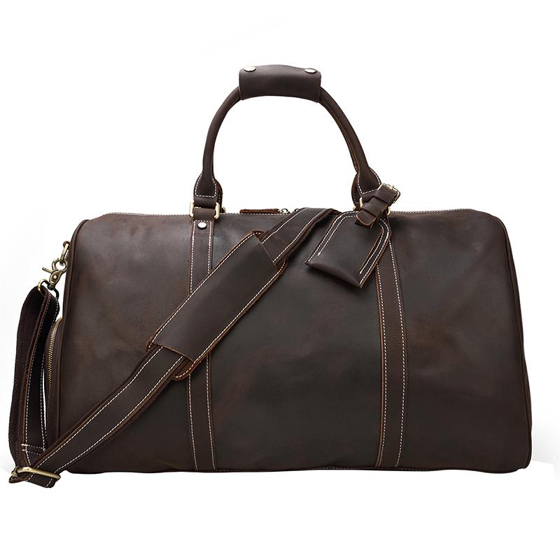 Vintage Luxury Travel Handbags Top Grade Travel Bag With Suit Compartment Garment Genuine Leather Suit Bags For Mane MaleTravel