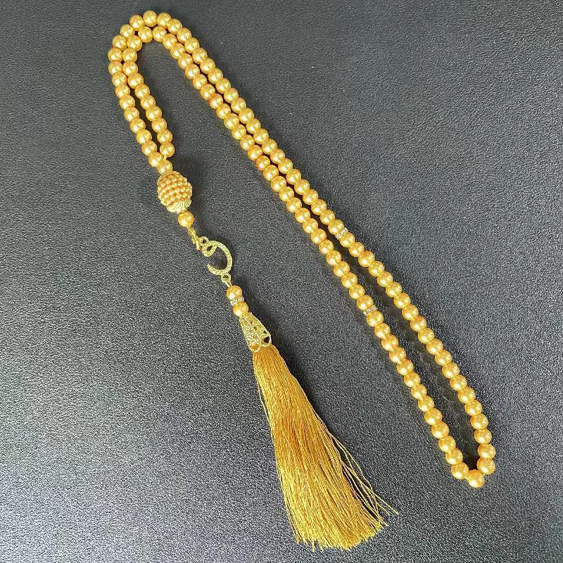 6mm Glass Imitation Pearl Tassel Prayer Beads Bracelet Pendant (99 Beads)