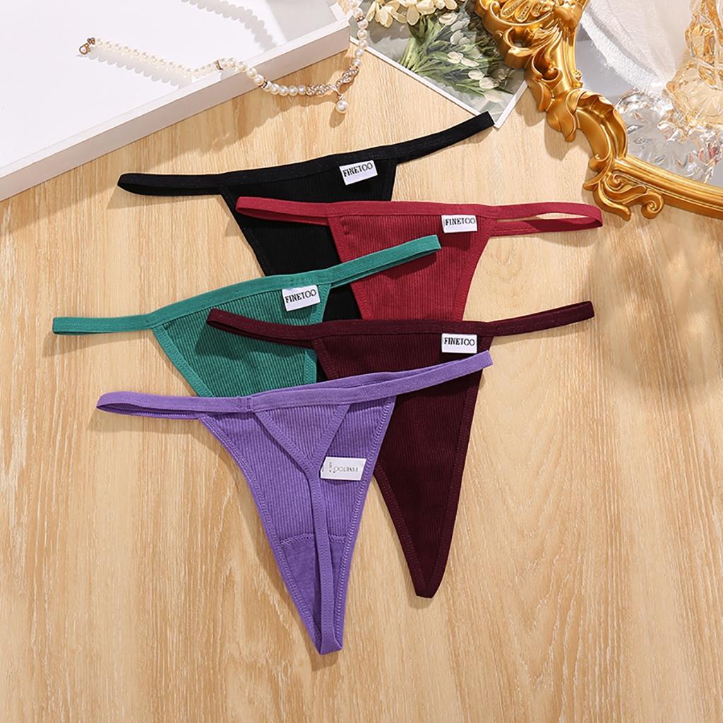 FINETOO Cotton Thongs Women Sexy T-Back Underpants Comfortable G-string Underwear M-XL  Soft Lingerie