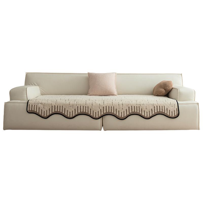 Premium Leather Sofa Cushion Autumn And Winter  New Plush One-Piece Straight Row Non-Slip Seat Cushion For Cross-Border