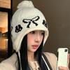 White Hairball Knitted Ear Protection Hat Women's Winter Korean Version Fashionable Cold-proof and Warm Wool Hat Shows the Face Xiao Lei Feng Hat