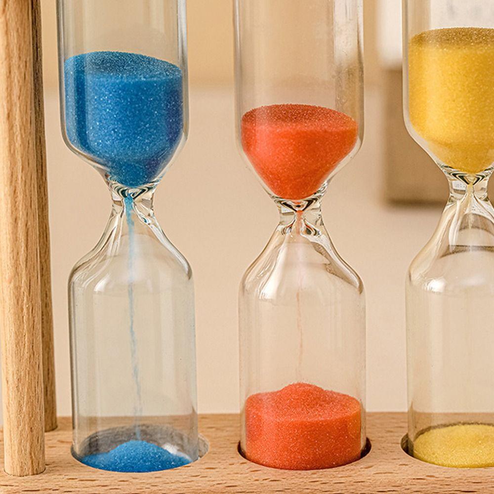 Wood Frame Toothbrushing Hourglass Timer 1/3/5 Minutes 3-in-1 Children's Sand Hourglass Colored Creative Sand Clock
