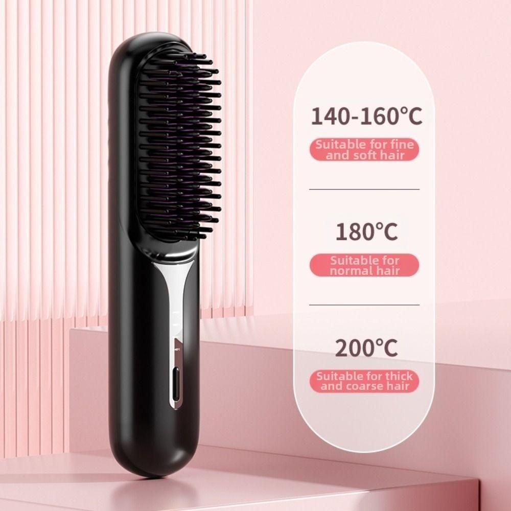 Negative Ions Portable Hair Comb USB Charging Hair Straightener Brush Heating Comb  Gift Women
