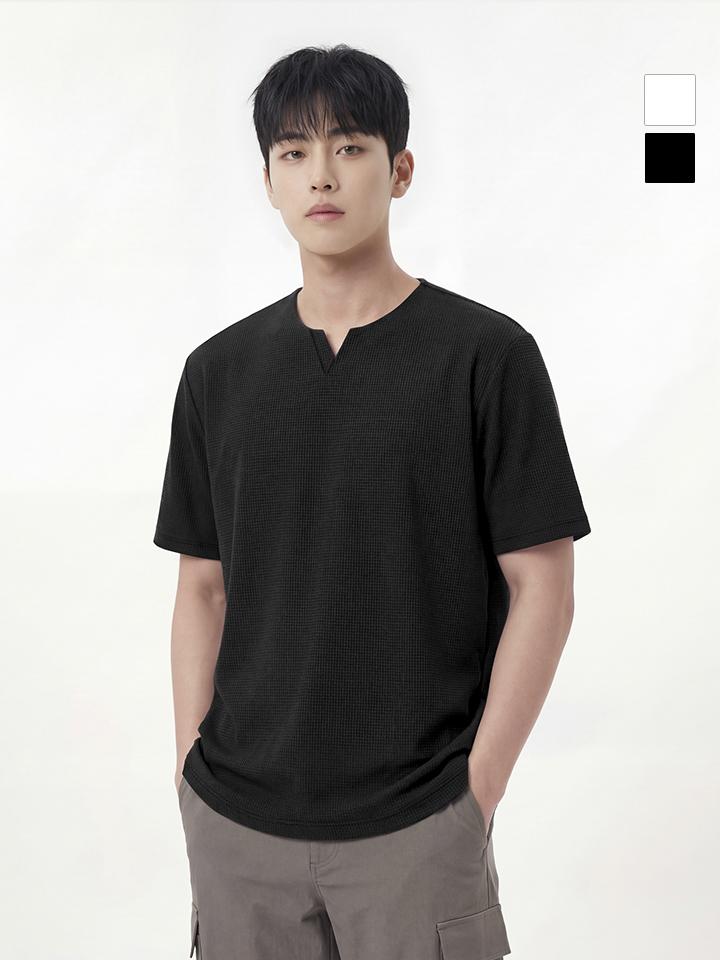 WESTWOOD Men'S Modified Collar Woven Round Neck Tee_Wo2Mctr435