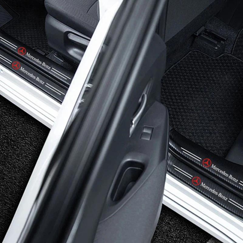 High-quality Carbon Fiber Car Door Sill Protector Sticker For Mercedes Benz AMG Class W204 W205 W203 W206 W220 W211 W212 GLC CLS