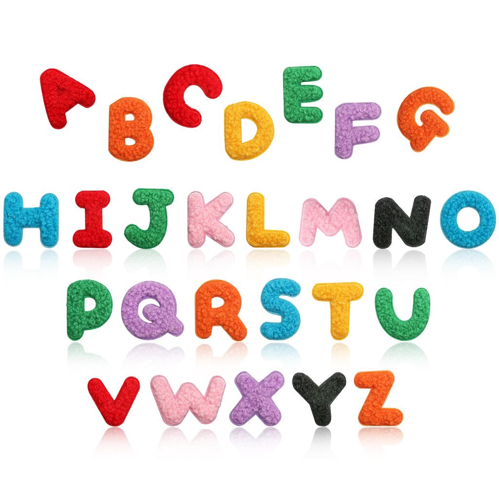 Towel Embroidery English Alphabet Embroidery Cloth Sticker Small Number Patch Sticker Bag Decoration Chenille Embroidery Label Ironing