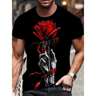 Men's Short Sleeve Tee 3D Skull Print Tops Crew Neck T-Shirts Summer Oversized T-Shirt Hip Hop T-Shirts