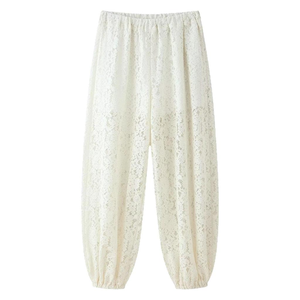 Women's Lace Elastic Waist Loose Long Pants - INS Hot Style 2026 Fashion